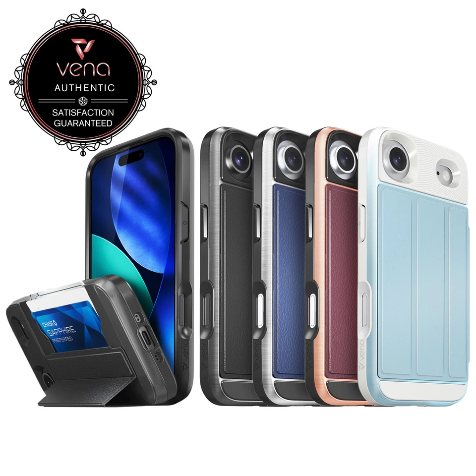 Vena vCommute For Apple iPhone 17 Air Case Leather Wallet with Stand