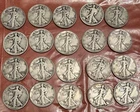 Lot N-1 of 20 Walking Liberty Half Dollars Mixed Dates 90% Silver 1917-45