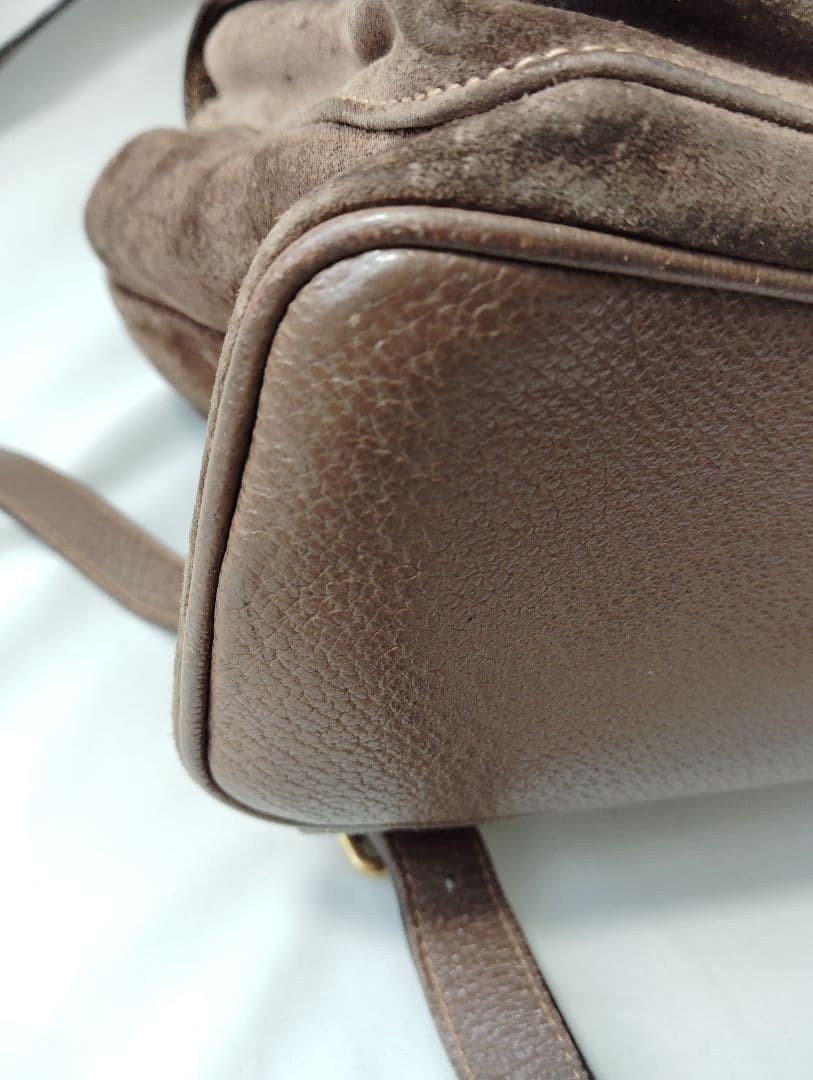 GUCCI Brown Suede Bamboo Backpack Women's Designer Authentic Rare Bag thumbnail 13