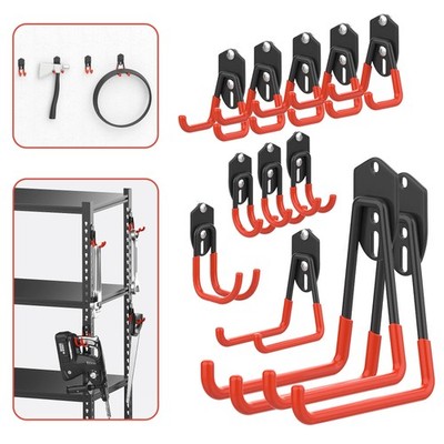 12PCS Garage Storage Hooks Wall Mount Utility Tools Ladders Cords Folding Chair