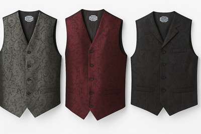 Old Style Weste Paisley Western Cowboy Hochzeit Kellner schwarz silber bordeaux