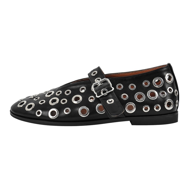 Women's Mary Jane Flats Ankle Buckle Round Toe Pumps Hollow out Shoes Size US8
