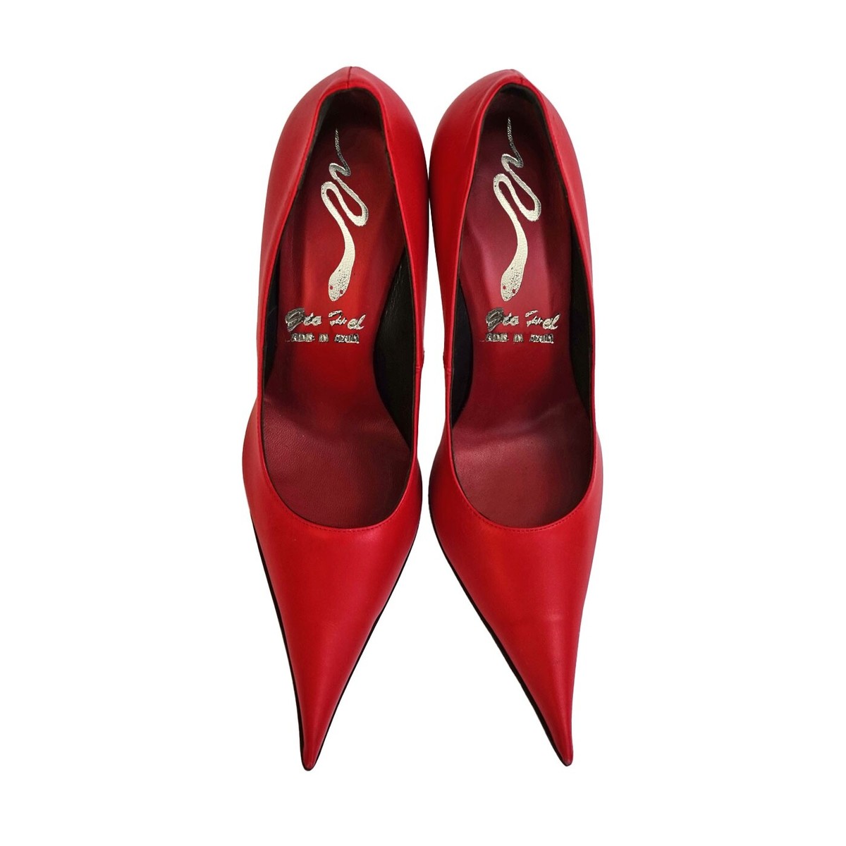 GIOHEL CUSTOM ITALY STILETTO HIGH HEELS POINTY PUMPS SCHUHE LEATHER RED  34-46