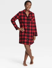 NWT Wondershop Women's Long Sleeve Flannel Family Pajama Dress, Red, L