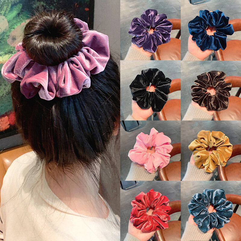 Women's Oversized Velvet Scrunchies - Soft Elastic Hair Bands for Ponytails