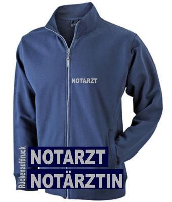 Notarzt / Notärztin Sweat Jacke navy mit Brust- und Rückenaufdruck