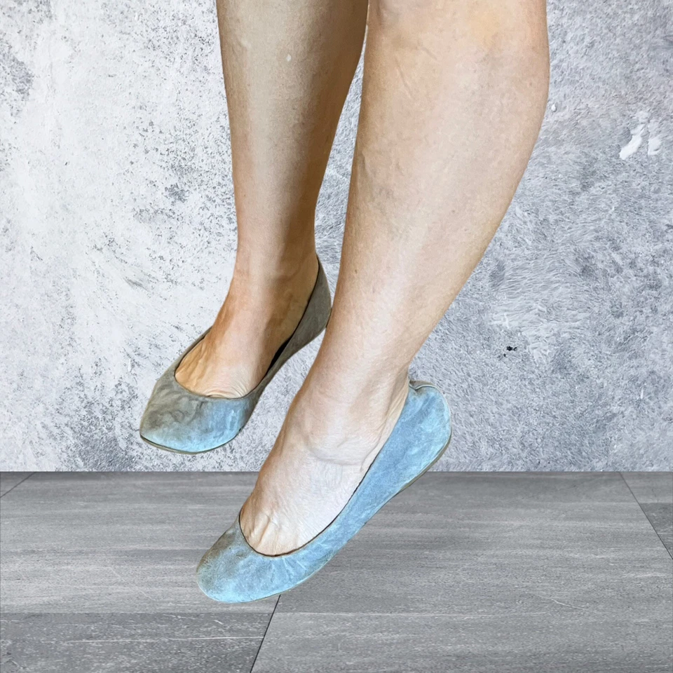 J CREW Mujer Anya Suave Gamuza Gris Cubierta Cuña Cómoda Ballet Plana 7.5 Foto 3 de 4