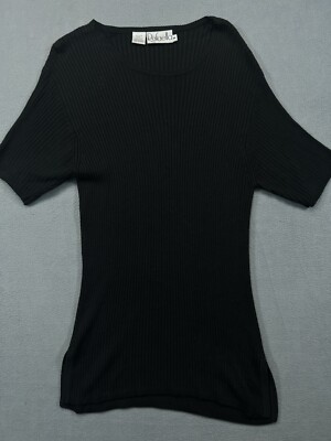Rafaella Tunic Shirt Womens M Medium Black Knit Top Blouse Casual Work Ladies