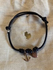 Raro Dodo Pomellato Bracciale Blu 2 Ciondoli Ancora Cuore Oro Rosa 9kt Good Luck