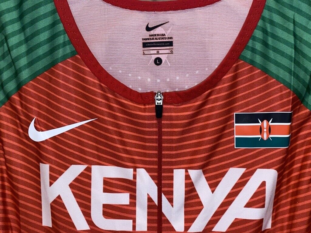 NIKE Kenya International Team Pro Elite Speedsuit Red Black Running Suit  Men S L