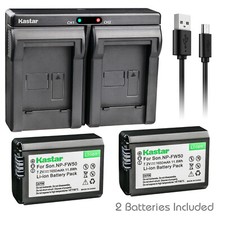 Kastar Battery 2-Pack  Charger for Sony NP-FW50  6300  6400  6500  7  7R  7S II