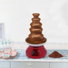 230W Commercial Chocolate Fountain 5 Tier Hot Chocolate Fondue Tower Red 110V