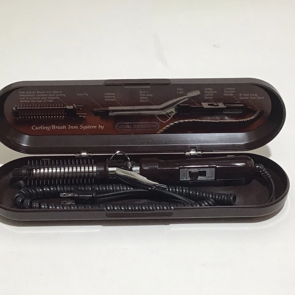 Vidal Sassoon Vintage Curling Iron  Hair Curler  With Brush Attachment And Case - Image 2 of 4