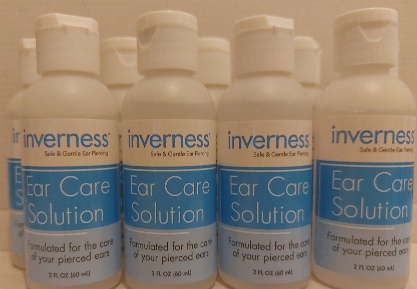 9 x Inverness 60ml 2 oz Ear Piercing Solution After Care Lotion Bottles