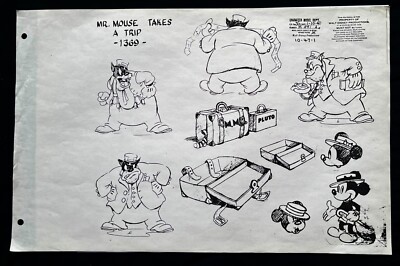 MICKEY MOUSE 1940 MR MOUSE TAKES A TRIP Model Sheet Disney