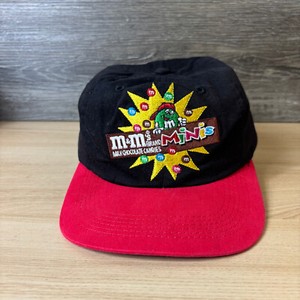 Vintage M&Ms Hat Cap Snap Back Youth Black Red Minis Adjustable