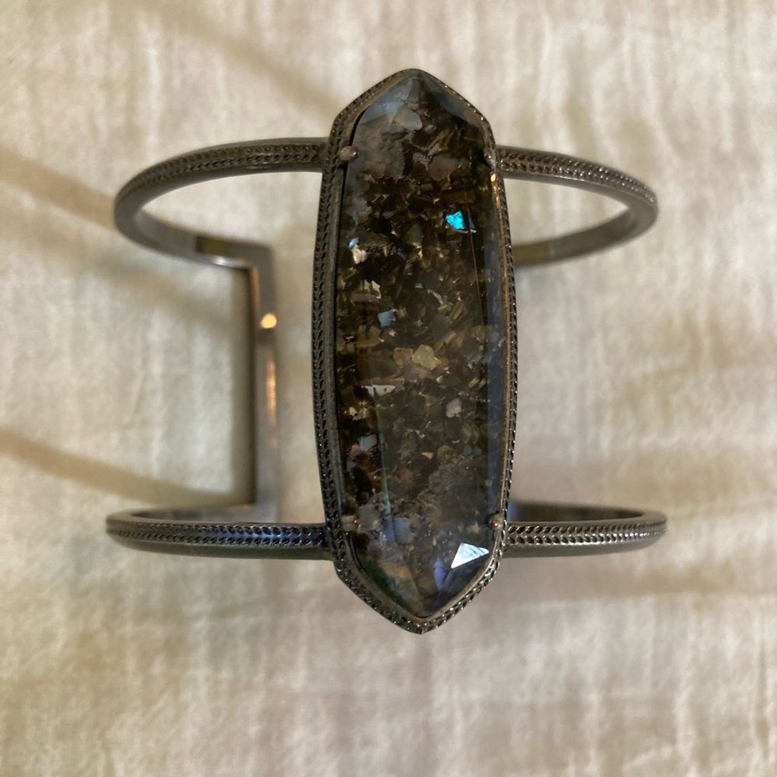 Statement Cuff Bracelet with Black Stone - image 7