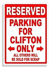 Personalized Parking Sign Wall Decal Metal Sign No Parking Customized CLIFTON