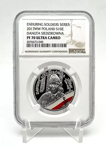 Poland 2017 10 zlotych The Enduring Soldiers Danuta Inka Silver Coin NGC PF70