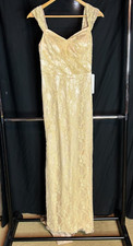 NEW Champagne Gold Lace Empire Waist Sleeveless Gown Pageant Dress Formal Prom 4
