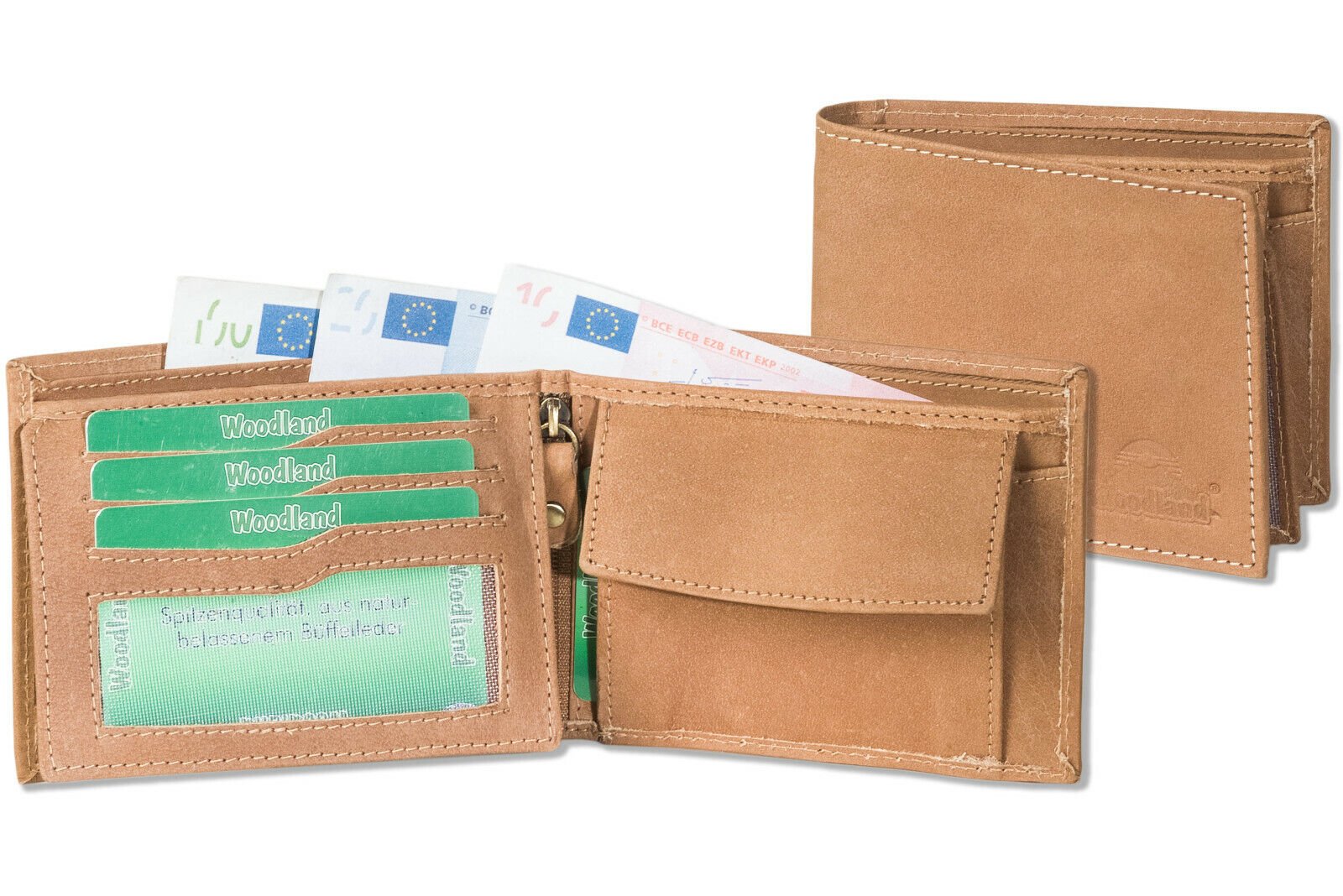 Woodland® Kreditkartenetui aus Leder in Anthrazit mit flexibler Außenlasche