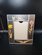 Pressed Flower Picture Frame Botanical Vintage Photo 3.5 x 5 Leaded Clear Glass