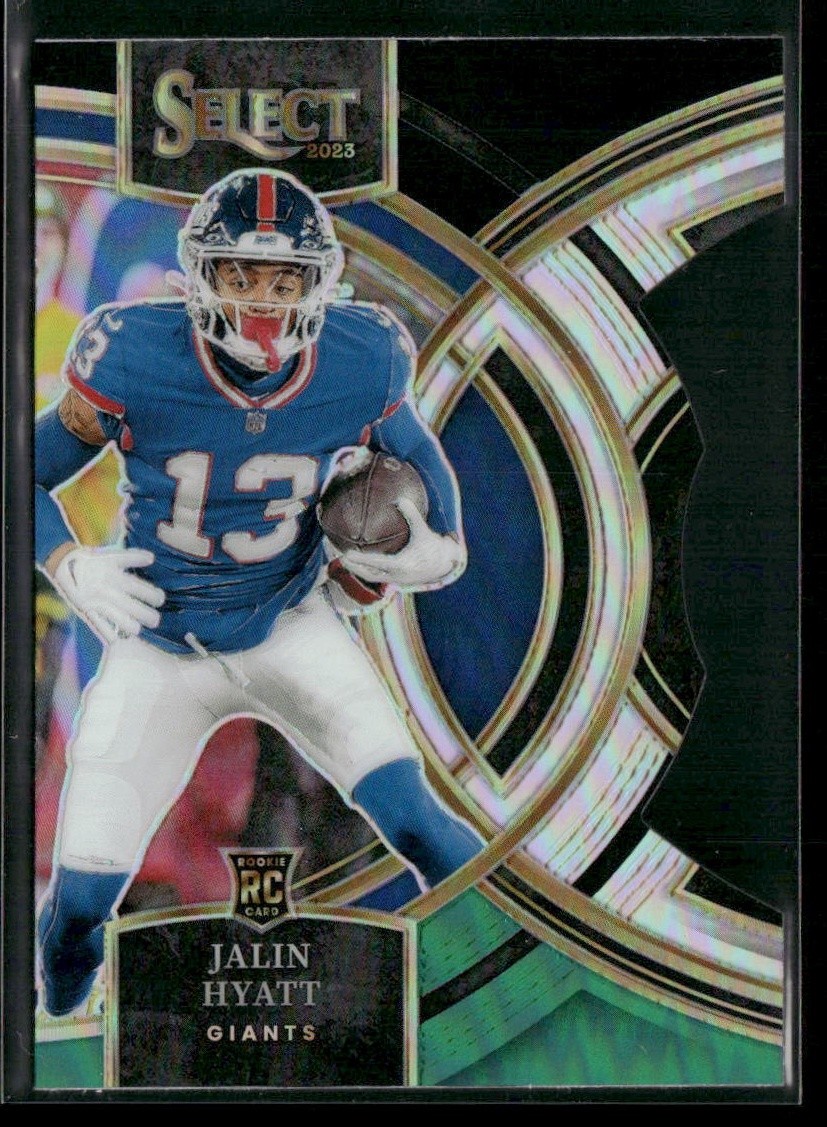 2023 Panini Select #173 Jalin Hyatt Black and Green Prizms Die Cuts RC Giants