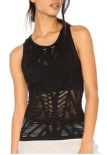 ALO YOGA Women's Vixen Cutout Tank Top Black Sz M