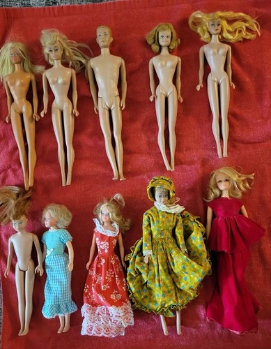Barbie Vintage 1960s Dolls Collectible Lot of 10. Barbie, Skipper, Skooter, Ken