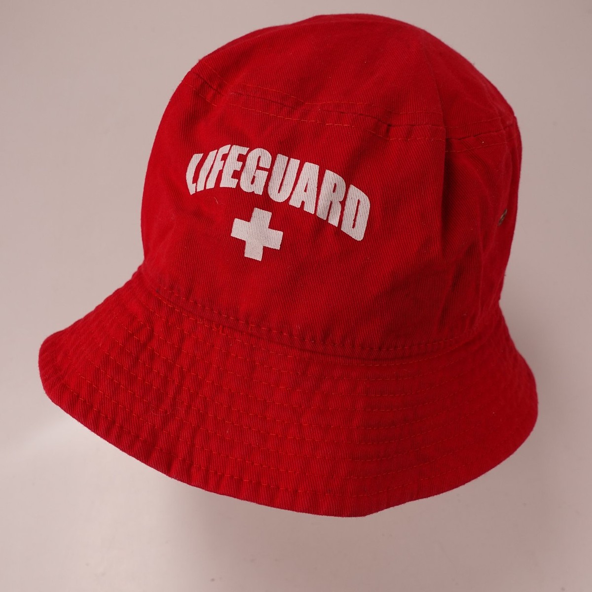 Lifeguard Bucket Hat Men's Red Cotton Casual Outdoor Summer Sun