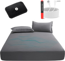 Queen Size Grounding Fitted Sheet, Silver Fiber  Organic Cotton, Gray