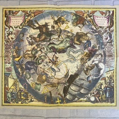 VTG Lithography celestial map reproduction 17th titled ''Haemisphaeri Graphic''