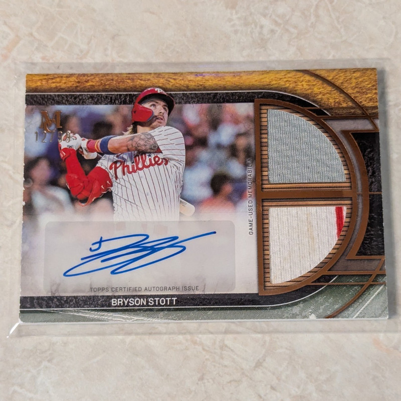 Topps 2025 Museum Collection Bryson Stott Auto Dual Relic #SPDRA-BS /99 Phillies