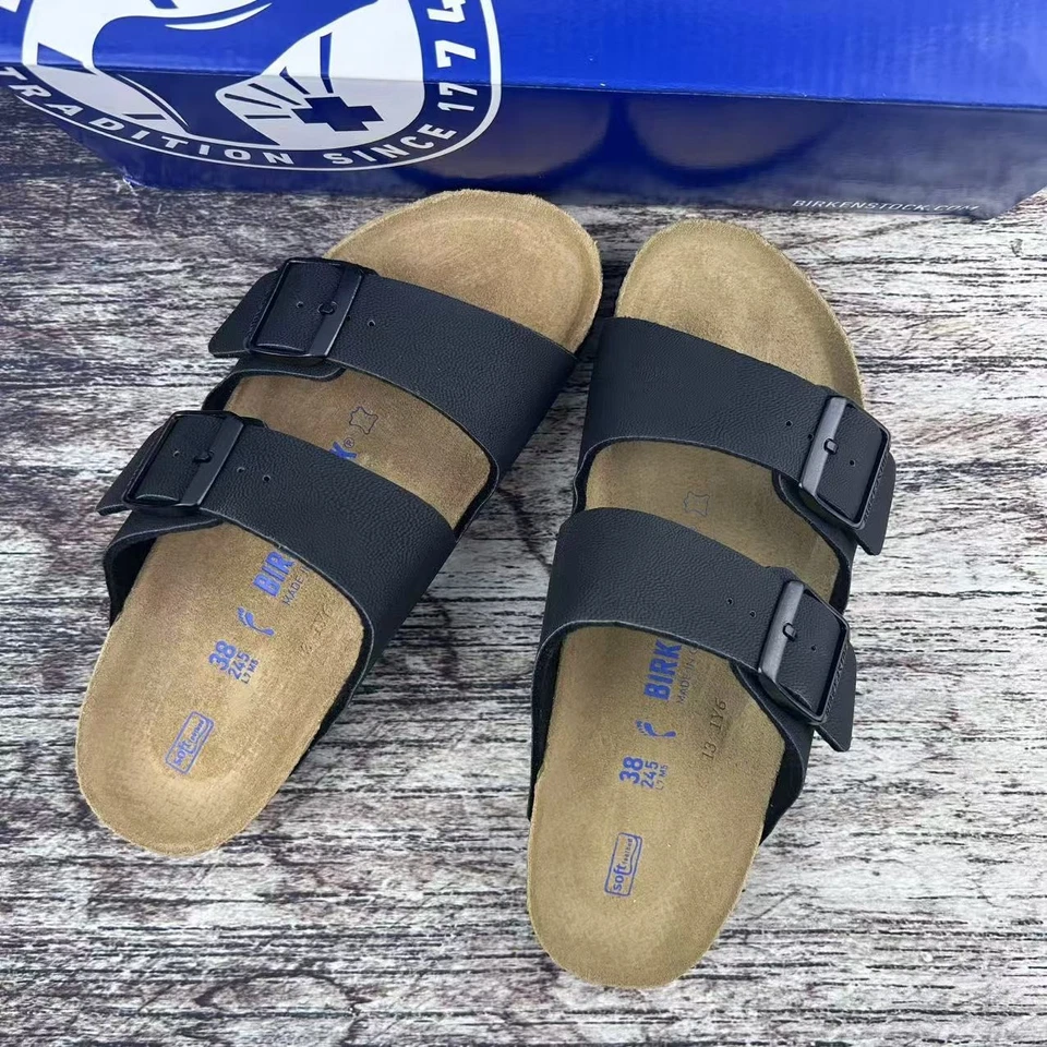 Sandalias Birkenstock Arizona Plantilla Suave Negras Birko-Flor Unisex Talla EU37-45 Foto 2 de 4