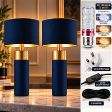 2 x Pack  Modern Table Lamp Navy Blue  Bedroom Bedside Nightstand Home Decor