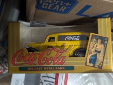 Coca-Cola Die-Cast Metal Bank ERTL Chevrolet Delivery Van Yellow Vintage 1995