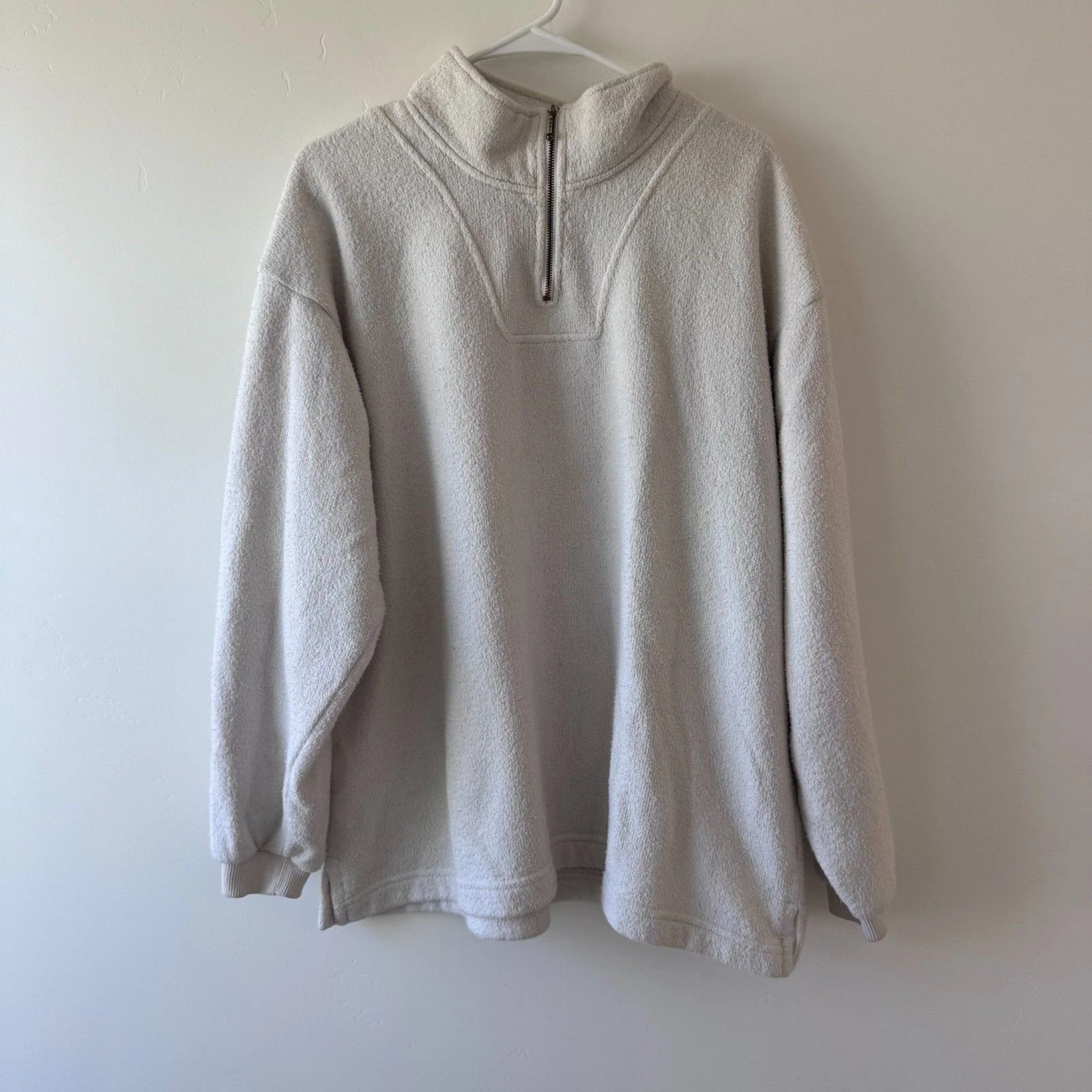 Vintage Sansegal Sportswear USA Off-White Fleece 1/4 Zip Sweatshirt XL - product detail image 1