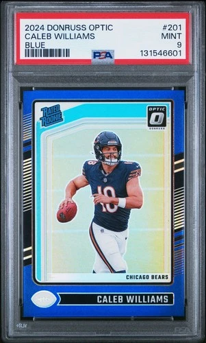 2024 Donruss Optic Rated Rookie Caleb Williams #201 Blue Prizm /199 (RC) PSA 9