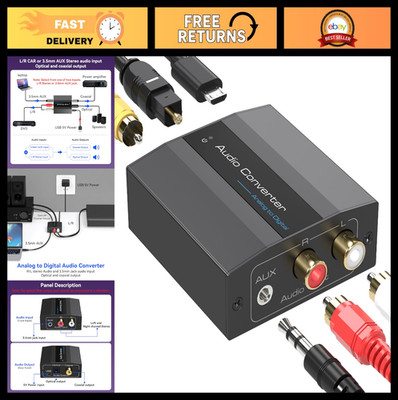 Analog to Digital Audio Converter RCA Optical Coaxial Adapter for PS5 PS4 Soundb