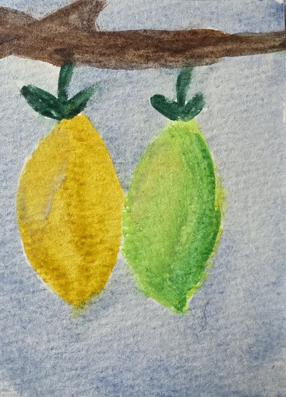 ACEO Original Painting, Watercolor Lemons