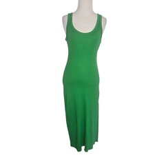 J Crew Women Ruched Midi Dress Kelly Green Ribbed Stretch Summer Beach Small