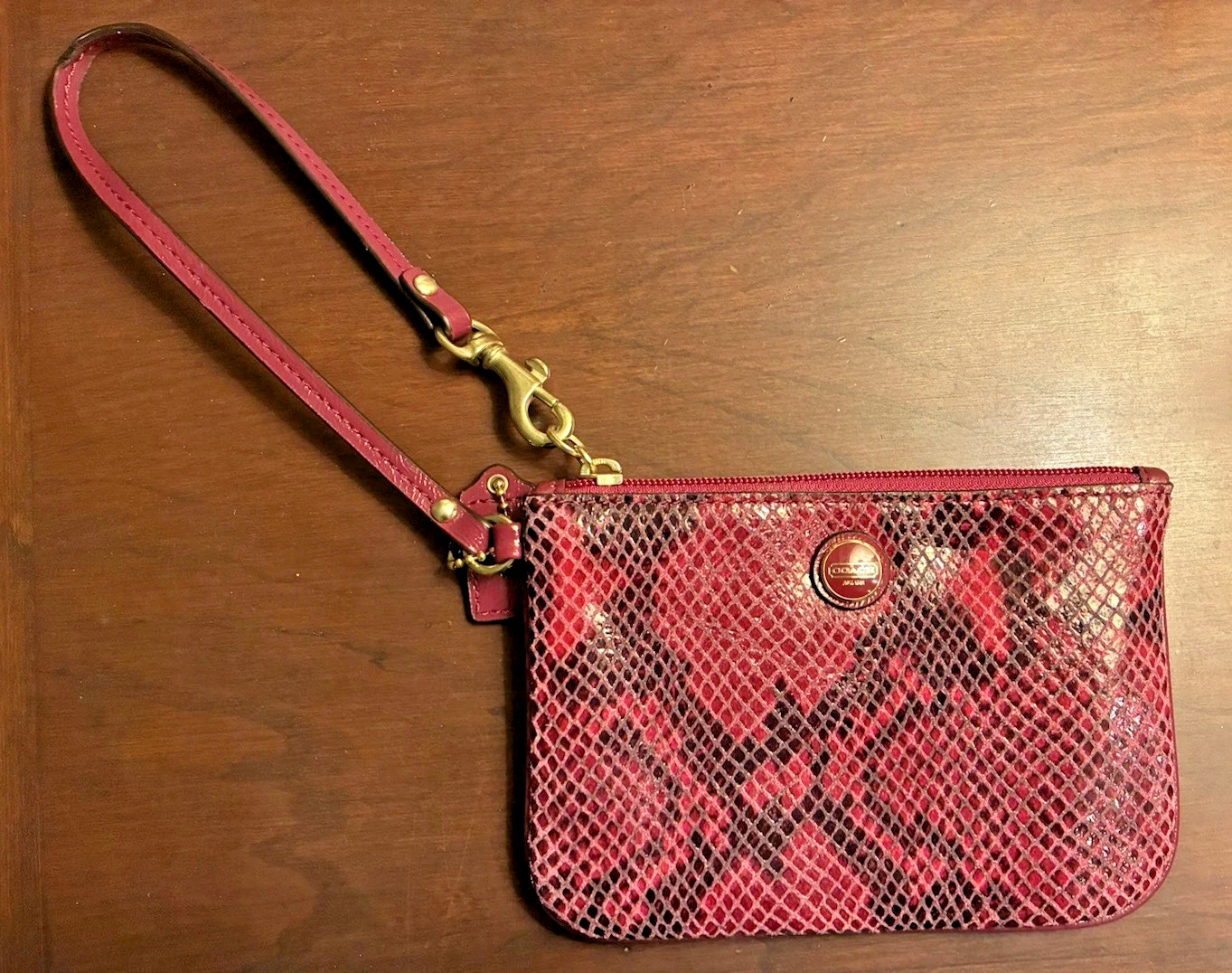 COACH Women's Python Leather Embossed Wristlet F5… - image 1