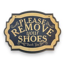 Please Remove Your Shoes - Black Door Sign 7x9.5in