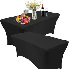 RELIANCER 2 Pack Stretch Spandex Table Covers for Rectangular Tables,8FT Elastic