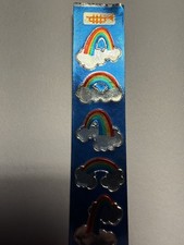 Tira adhesiva vintage de tazones de diseño de papel aluminio de los 80 - "NUBES ARCO IRIS"