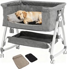 Bedside Dog Bed Co Sleeper- 6-Level Adjustable Elevated Dog Bassinet Small