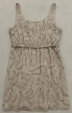 Alice + Olivia Blouson Tank Dress Silk Blend Beaded Champagne Cocktail Size S
