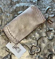 HOBO INTERNATIONAL~SPARK~Pink Gold METALLIC Leather~Double Sided Glass Case~NWT!