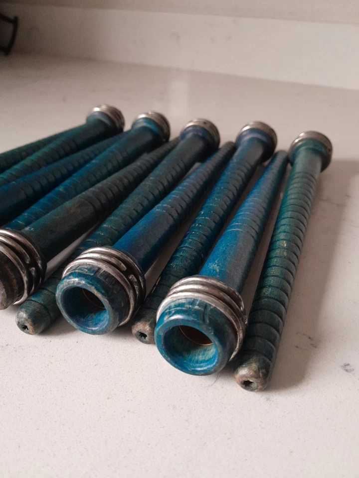 Antique Wood Bobbins Spools Wooden Industrial Style Spindles 8.5" 10 Pc Quills - Image 4 of 4