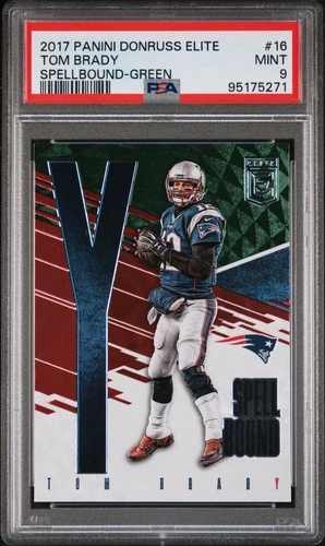 2017 Panini Donruss Elite Spellbound #16 Tom Brady Spellbound Green PSA 9